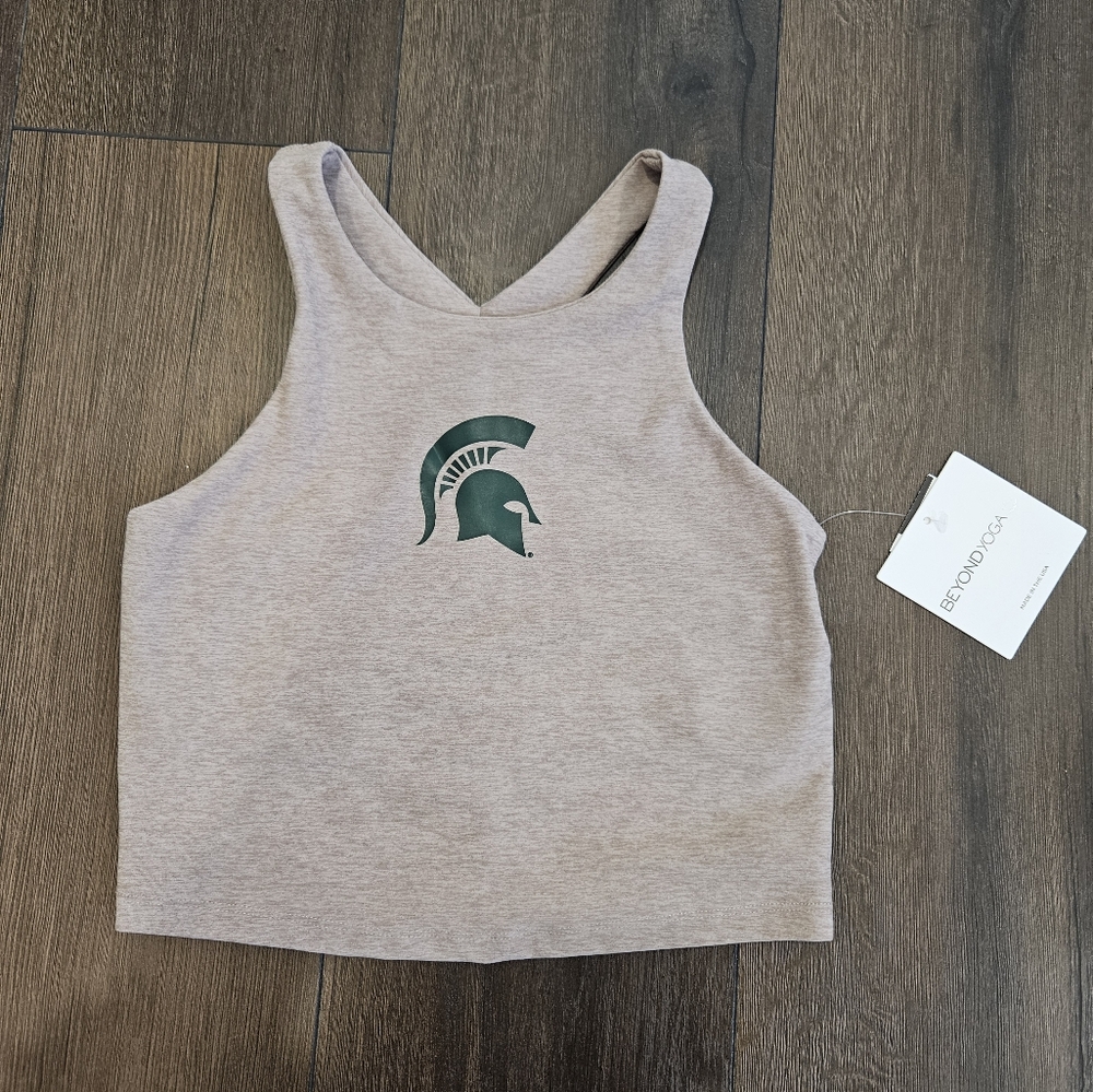 Beyond Yoga Michigan State Tan/Pink Crop Top - Picture 6 of 14